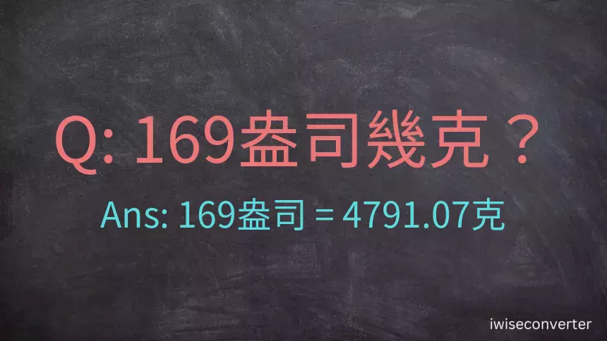 169盎司幾公克？169盎司幾克？