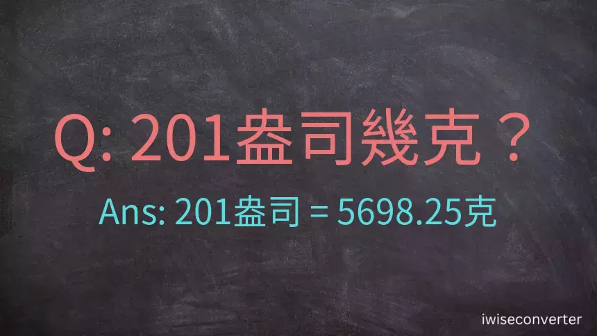 201盎司幾公克？201盎司幾克？