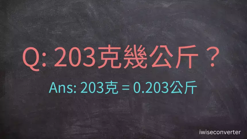 203克是多少公斤？