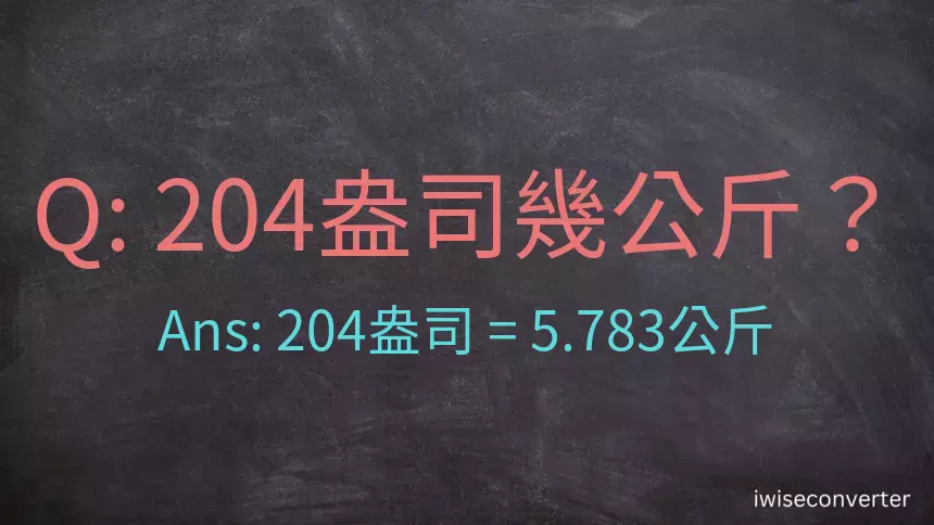 204盎司幾公斤？