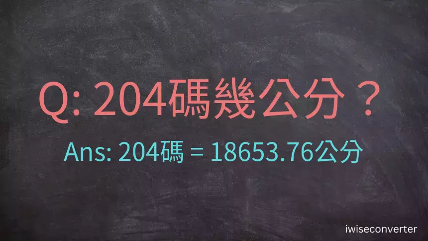 204碼幾公分？