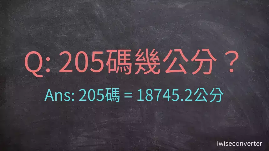 205碼幾公分？