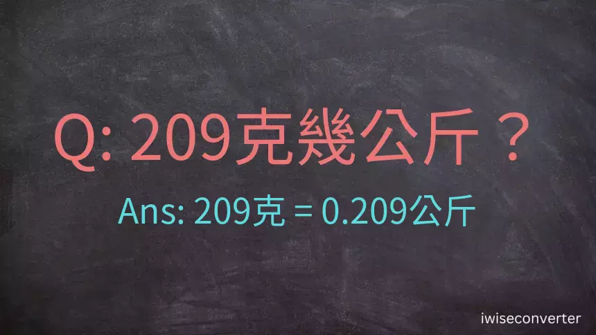 209克是多少公斤？