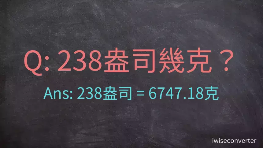 238盎司幾公克？238盎司幾克？