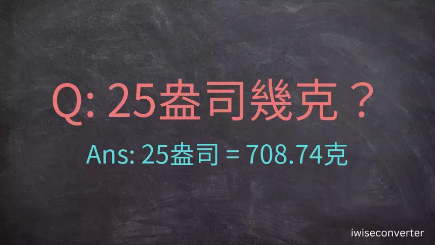 25盎司幾公克？25盎司幾克？