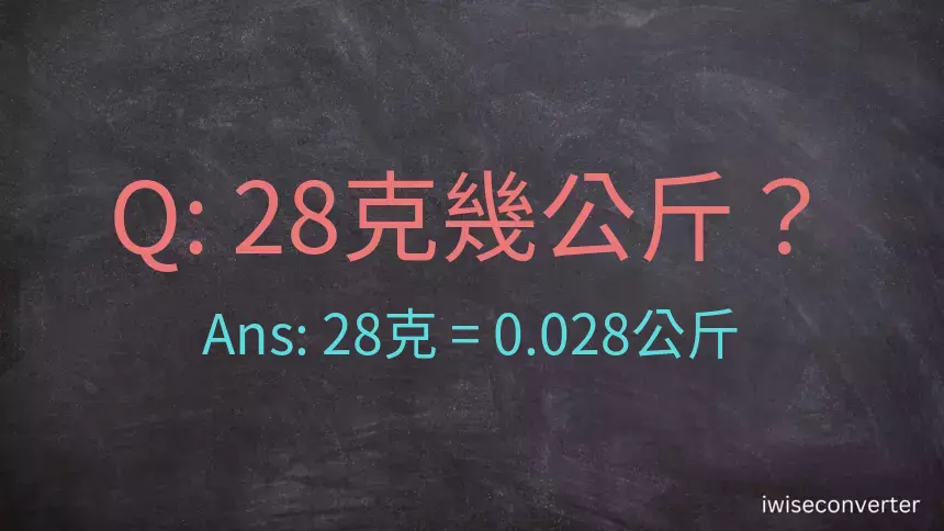 28克是多少公斤？