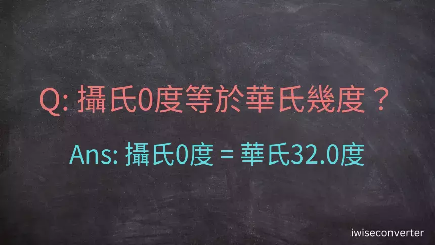 攝氏0度等於華氏幾度？