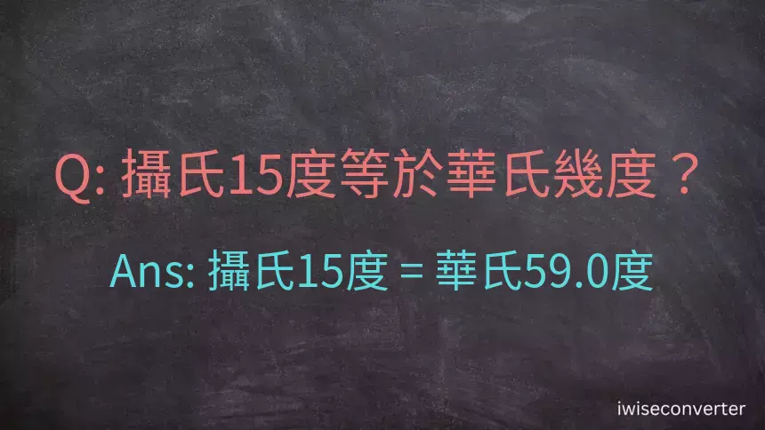 攝氏15度等於華氏幾度？