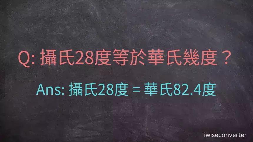 攝氏28度等於華氏幾度？