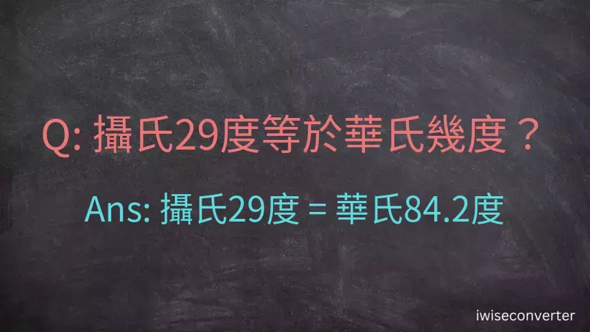 攝氏29度等於華氏幾度？