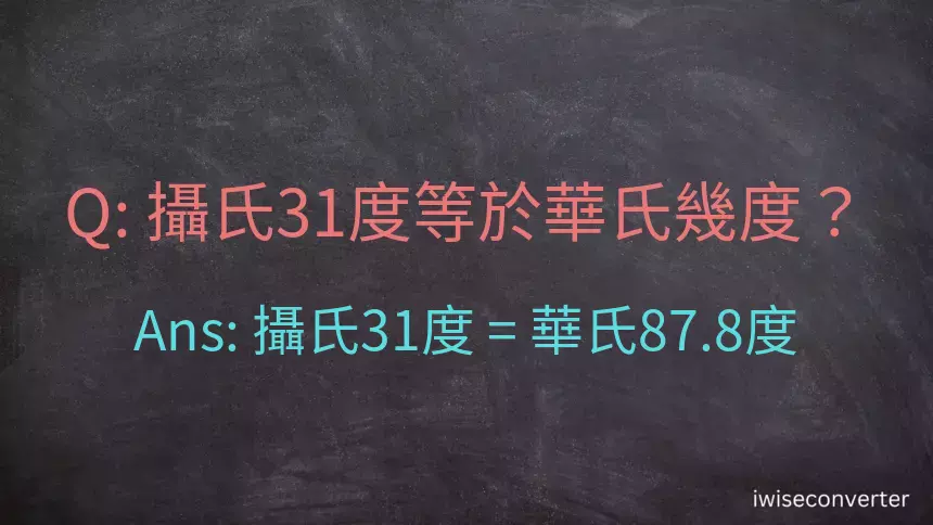 攝氏31度等於華氏幾度？