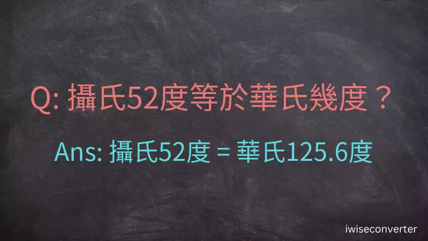 攝氏52度等於華氏幾度？