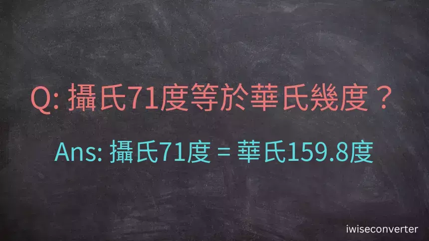 攝氏71度等於華氏幾度？