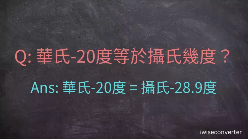 華氏-20度等於攝氏幾度？