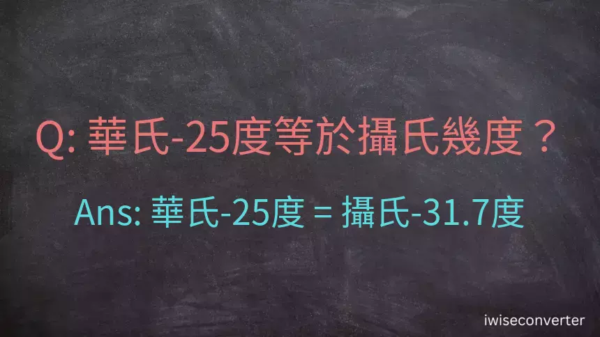 華氏-25度等於攝氏幾度？