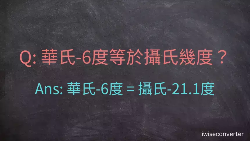 華氏-6度等於攝氏幾度？