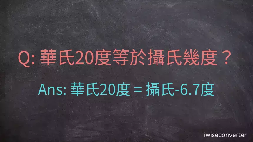 華氏20度等於攝氏幾度？