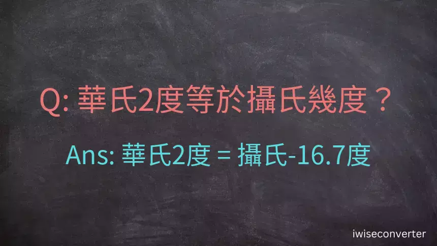 華氏2度等於攝氏幾度？