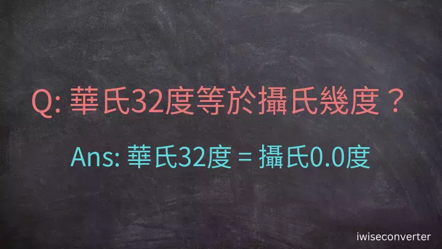 華氏32度等於攝氏幾度？