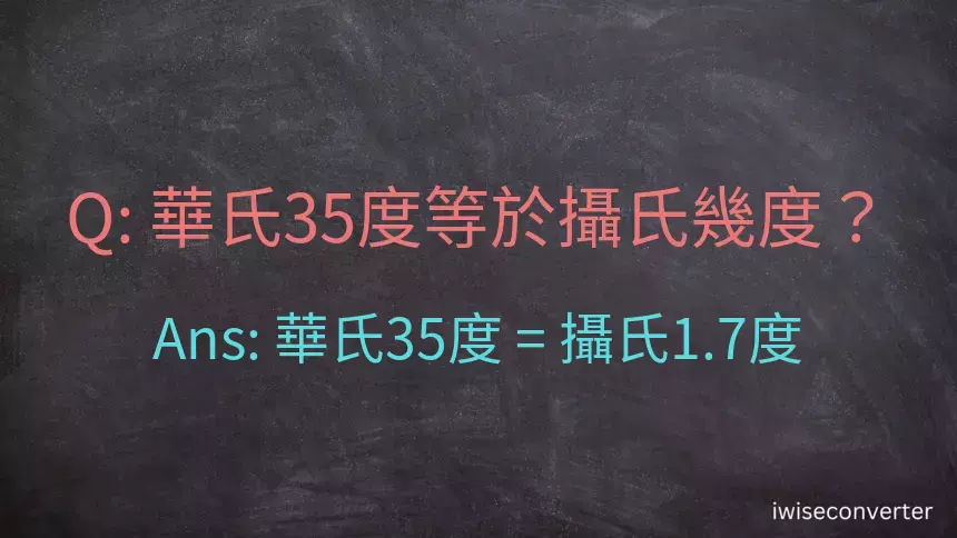 華氏35度等於攝氏幾度？