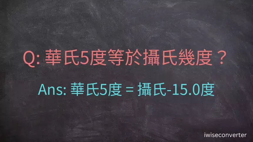 華氏5度等於攝氏幾度？